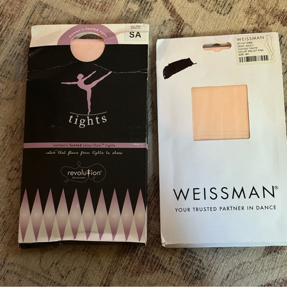 Footed Dance Tights Ballet Pink Adult Size SA Weissman Revolution New Lot Of 2